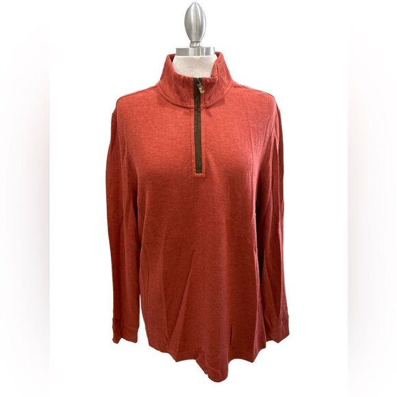 JOSEPH ABBOUD rust knit brown faux suede zipper 60% cotton 40 % modal - Picture 1 of 7